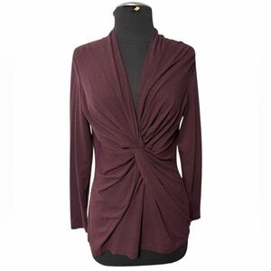 NWT Lafayette 148 New York Red Wine Melange Blouse Size M